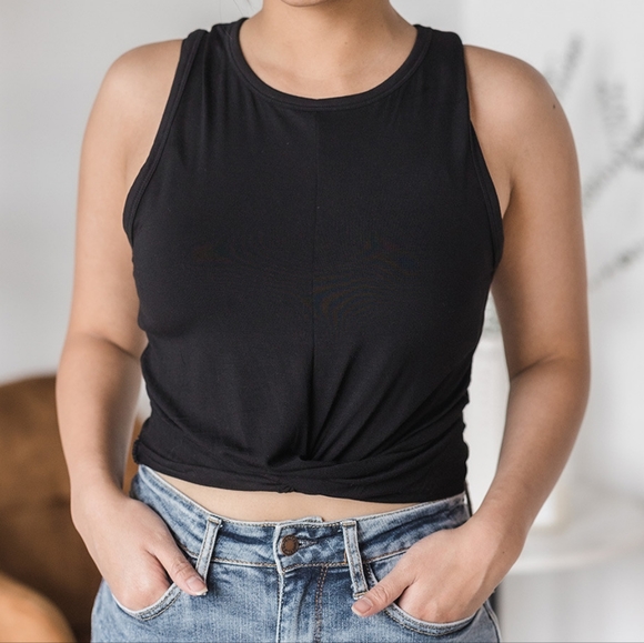 🌻2 for $20 | Zenana Knotted Crop Tank Top - Picture 1 of 11